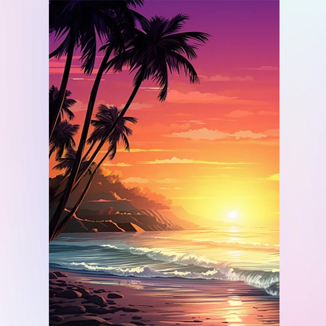 Beach Fall Sunset - Diamond Paintings 