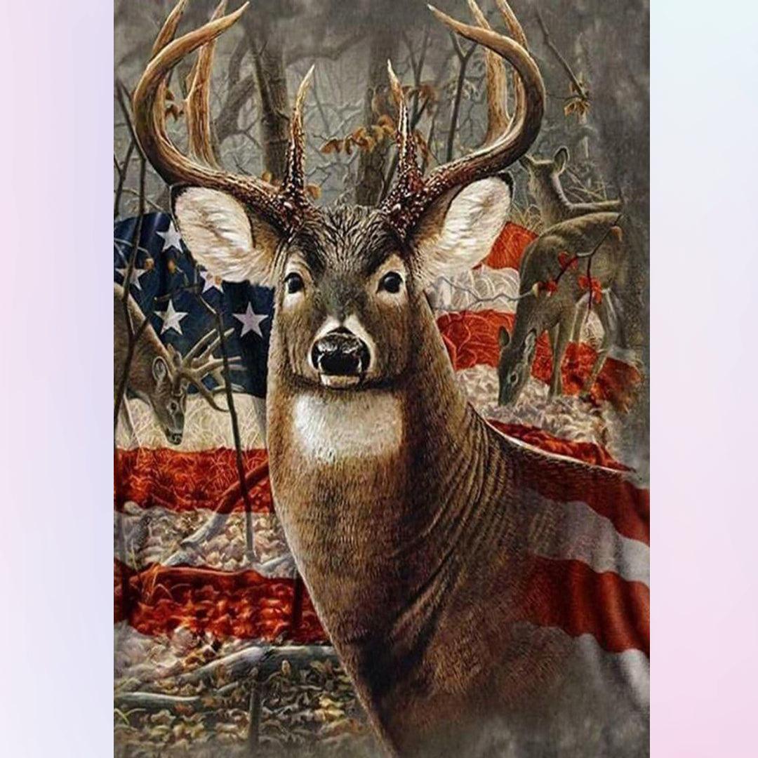 Deer in American Flag Diamond Painting Kits 20% Off Today – DIY