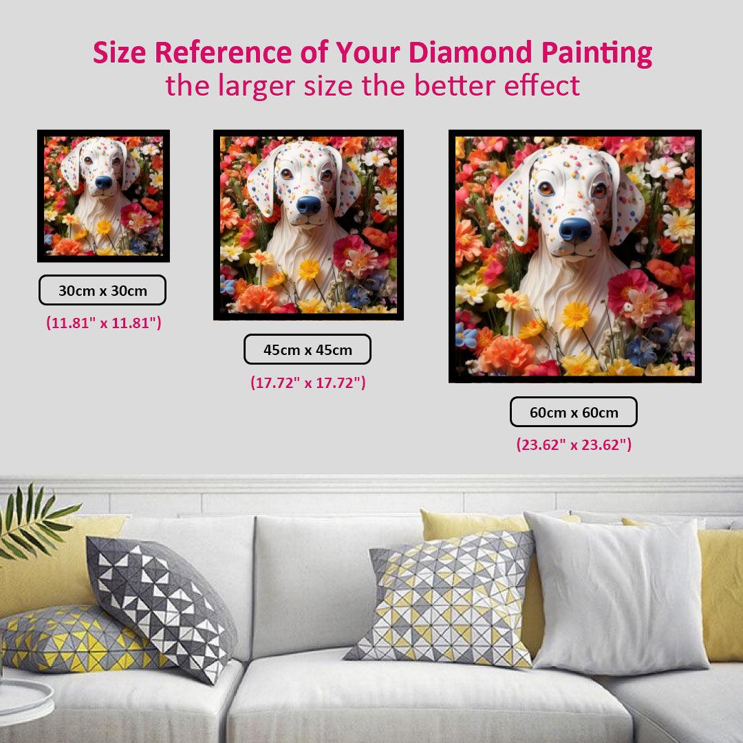 White Dog in Garden Diamond Painting
