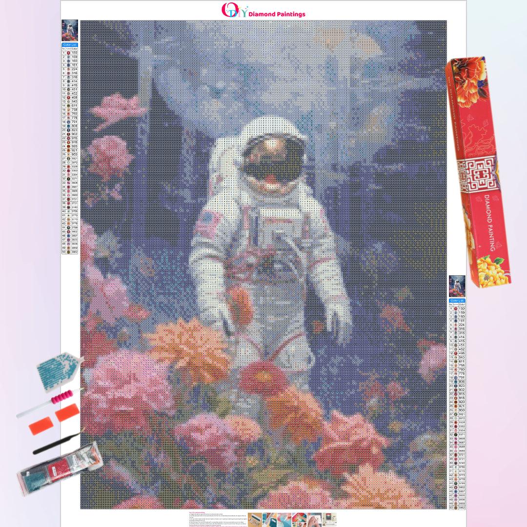 Astronaut with Flowers Diamond Painting