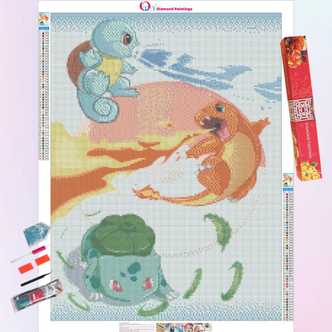 Squirtle Charmander & Bulbasaur Diamond Painting