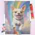 Chihuahua Dog Running on A Rainbow Road Diamond Painting