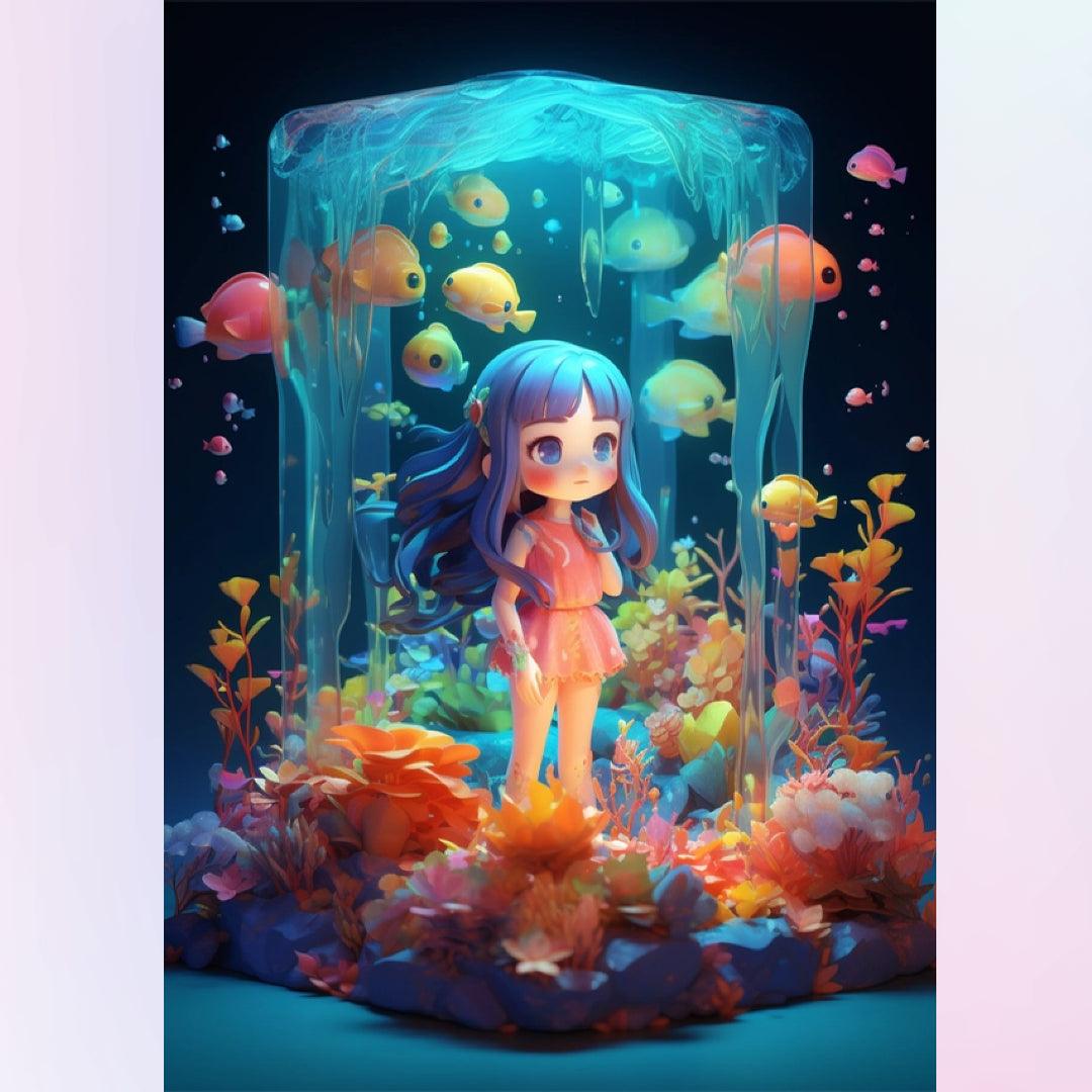 Adventurous Girl Exploring the Underwater Diamond Painting