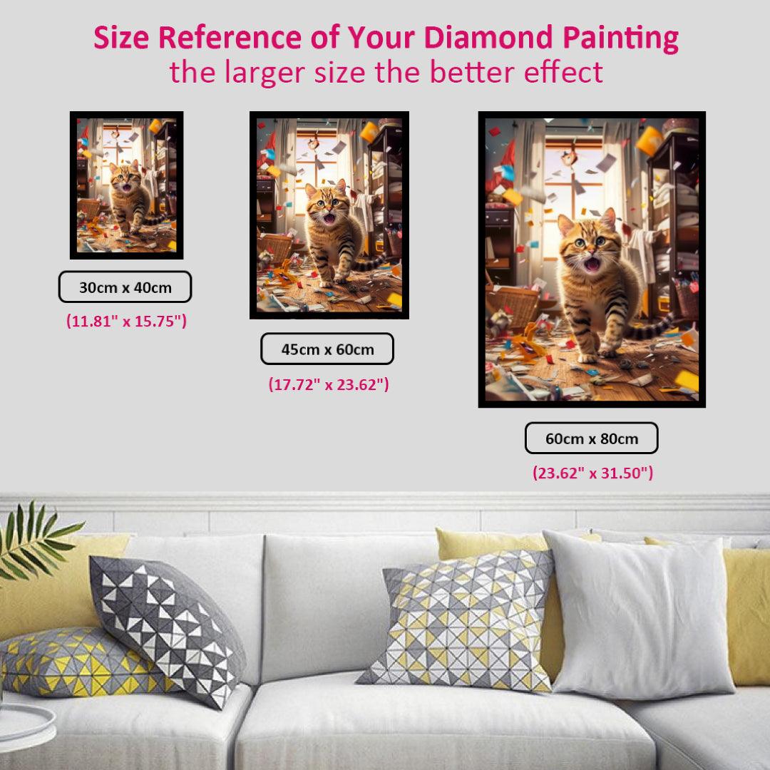 Naughty Cat Messing up the Room Diamond Painting