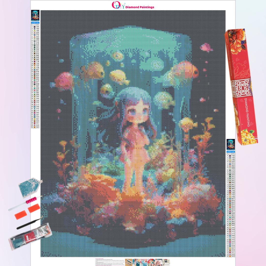 Adventurous Girl Exploring the Underwater Diamond Painting