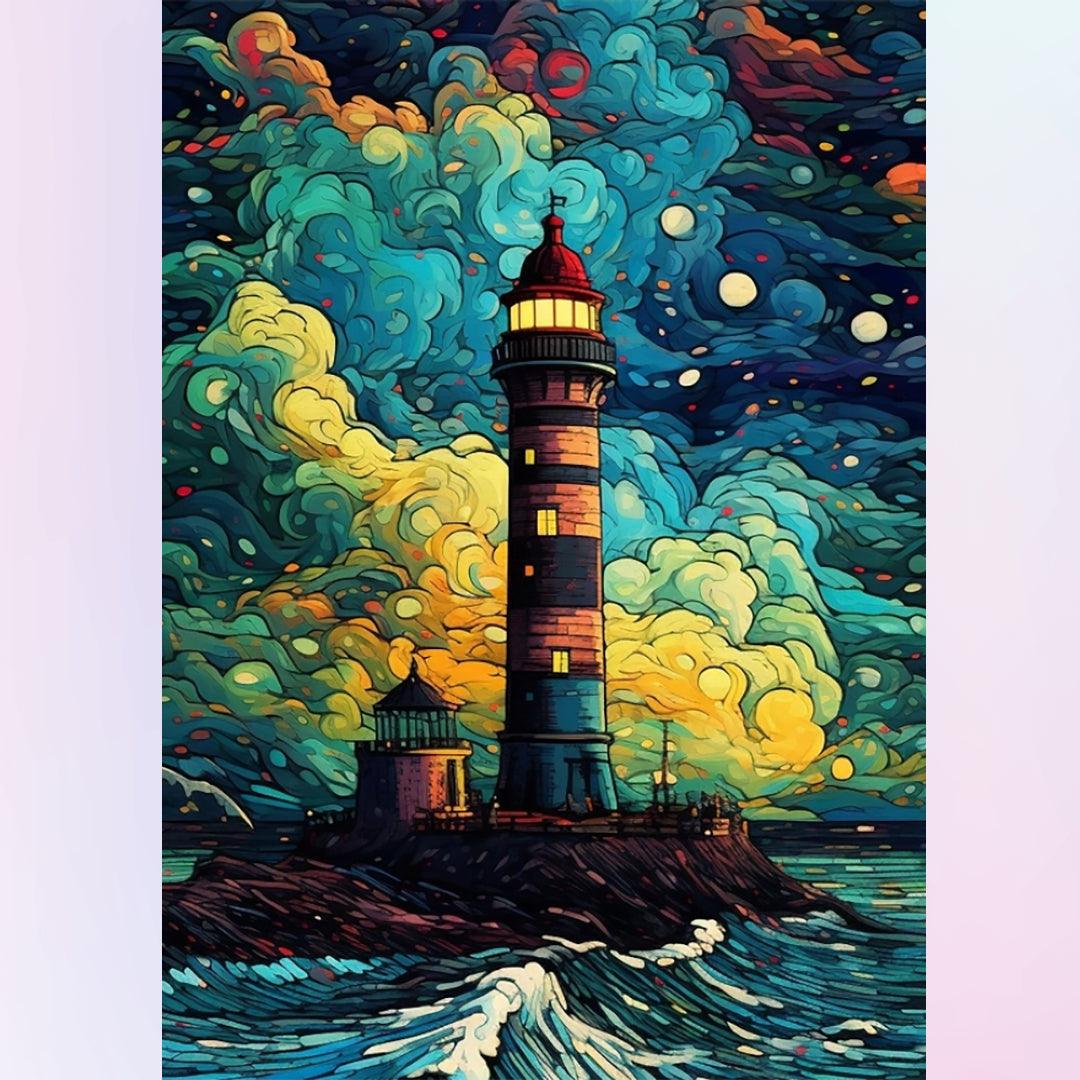 Colorized Seascape Lighthouse Diamond Painting
