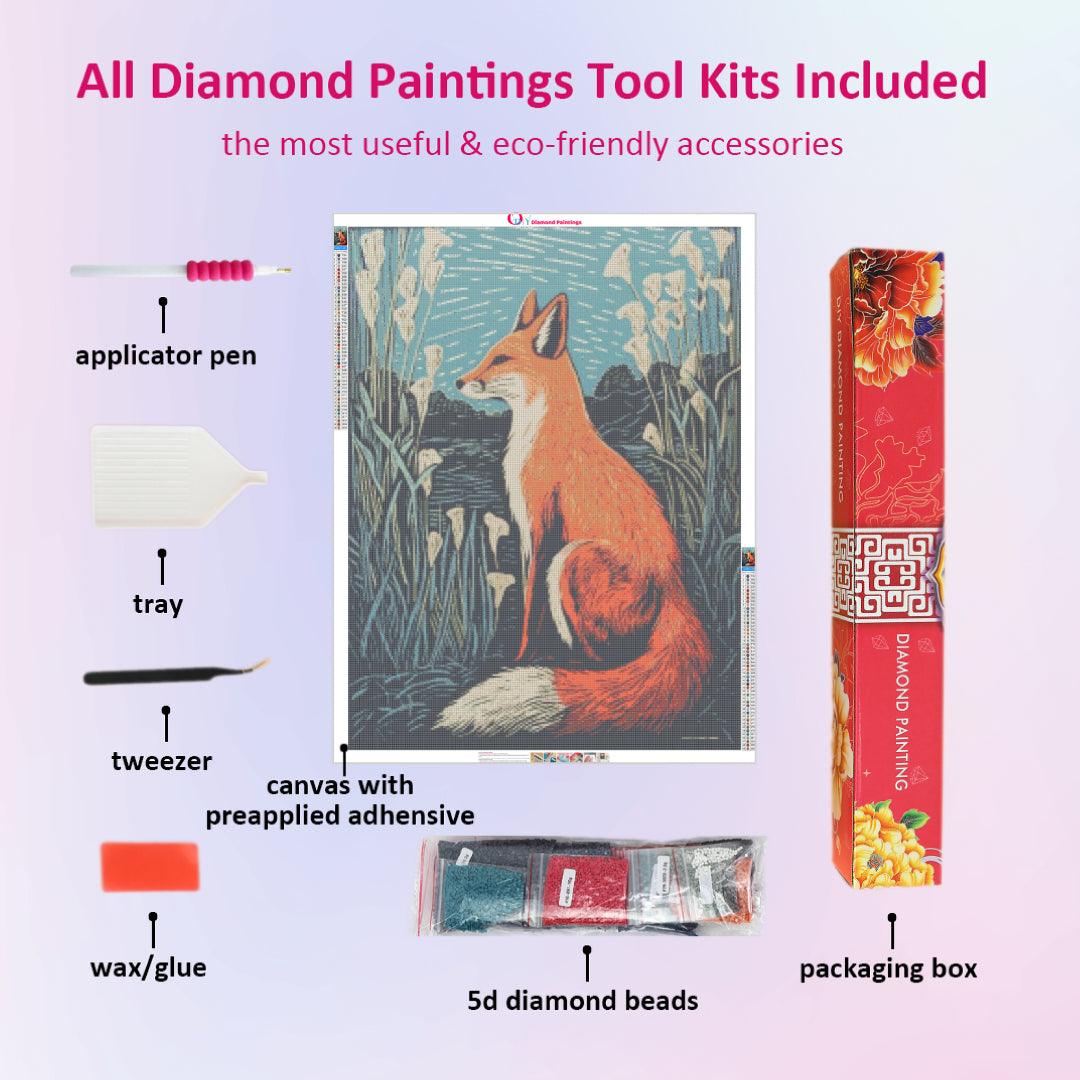 Linocut Fox Diamond Painting