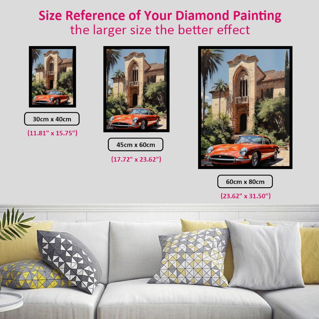 Old Manor & Red Car Diamond Painting