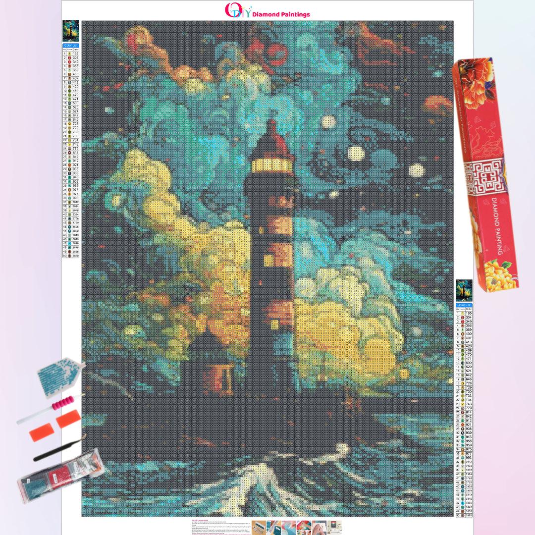 Colorized Seascape Lighthouse Diamond Painting