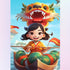 A Chinese Girl Paddles the Dragon Boat Diamond Painting