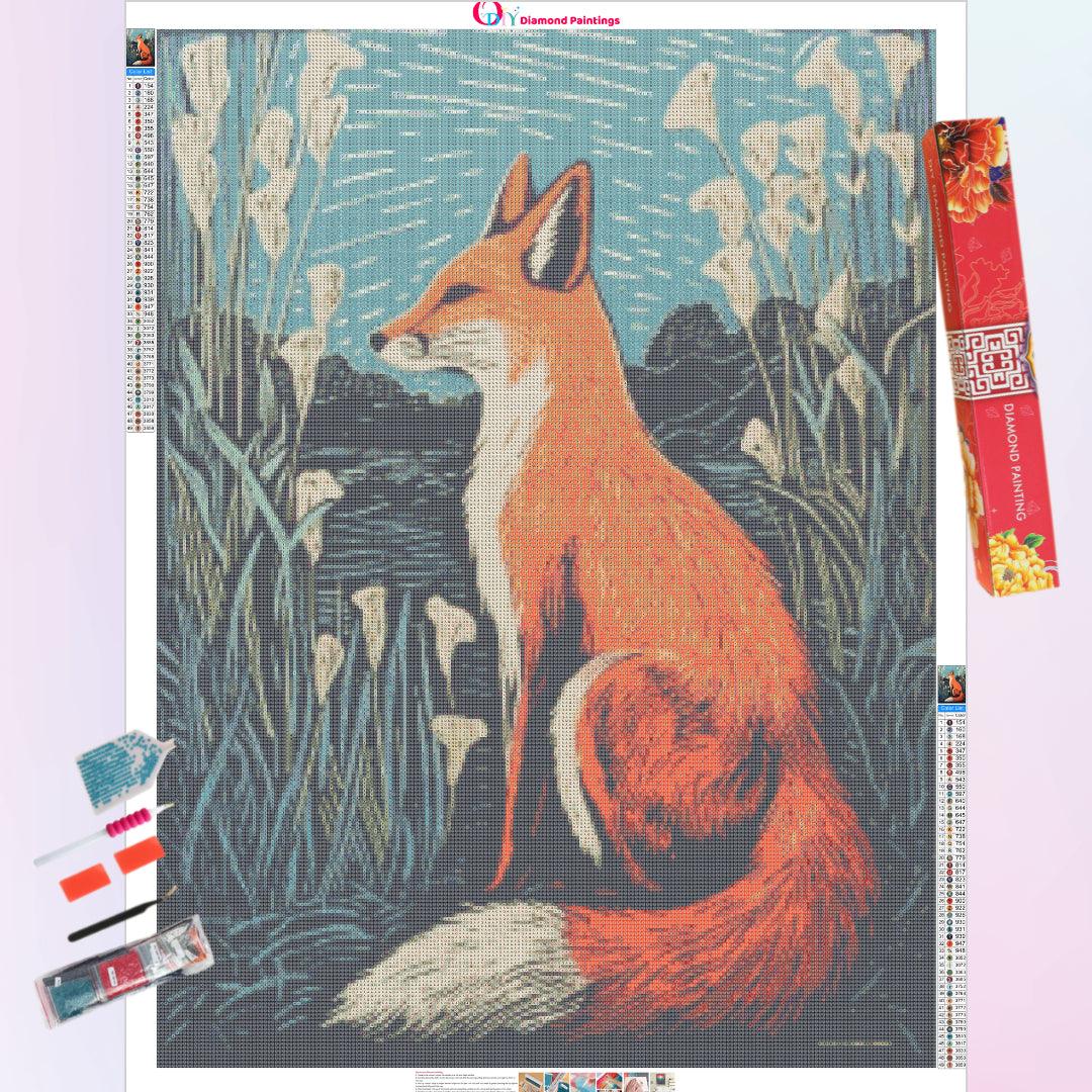 Linocut Fox Diamond Painting