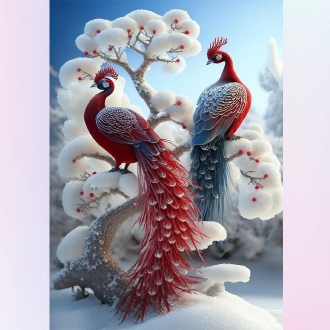 Peacocks in the Snow Diamond Painting