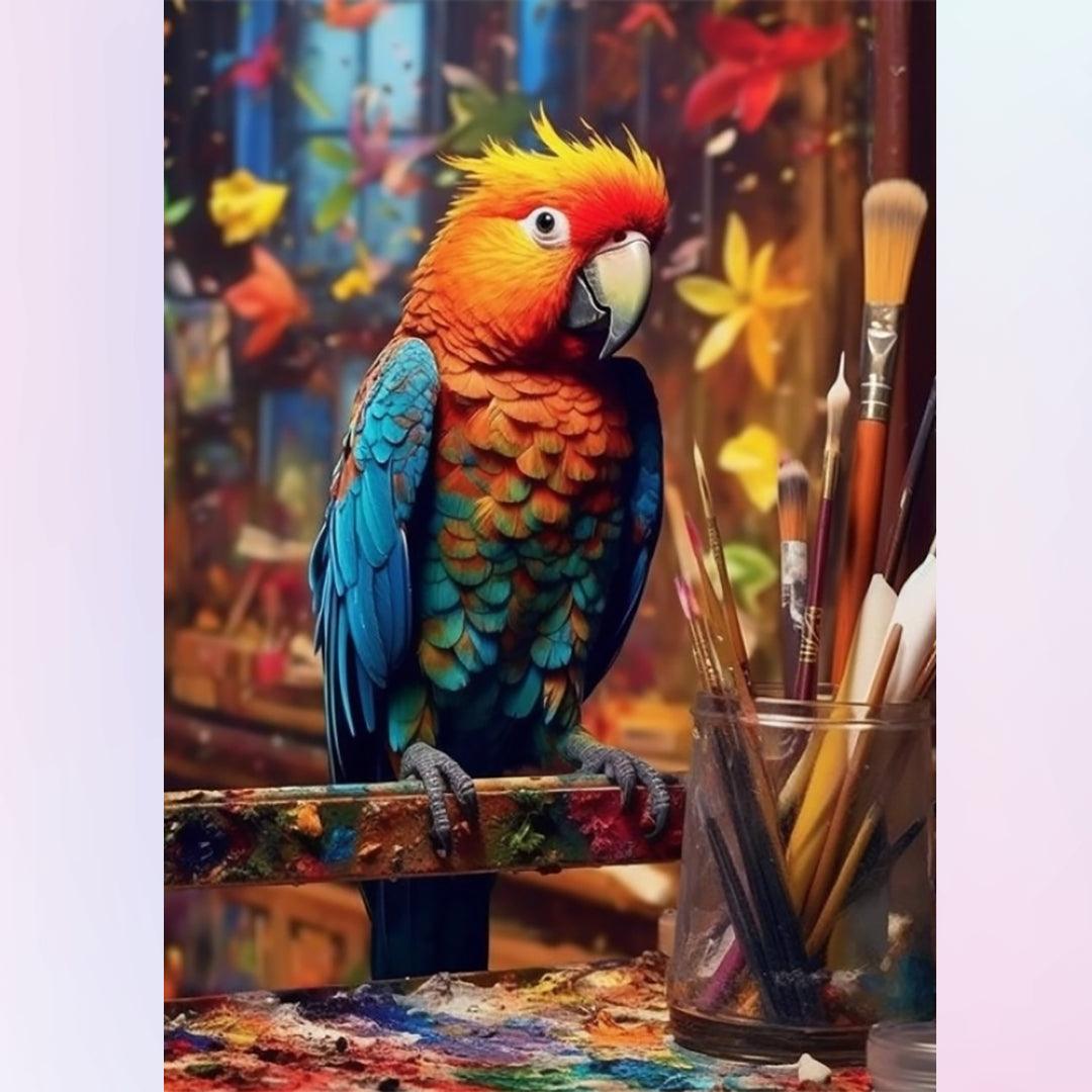 Parrot on the Painting Table Diamond Painting
