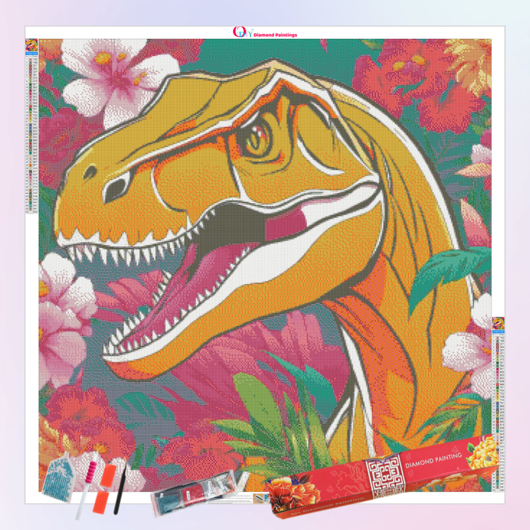 floral-rex-the-dinosaur-diamond-painting-art-kit
