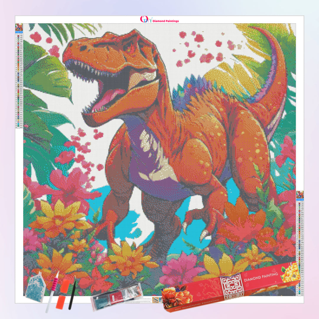floral-t-rex-dinosaur-diamond-painting-art-kit