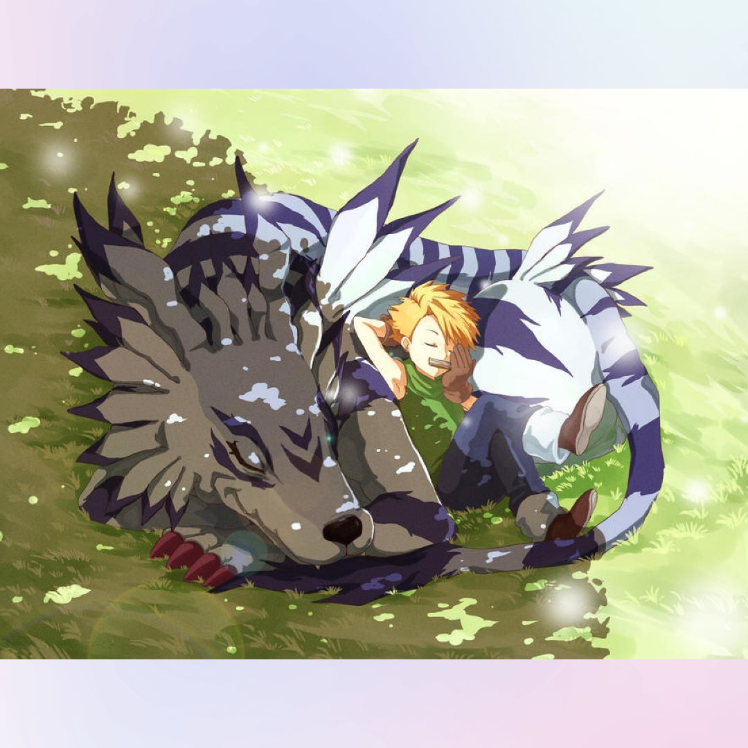 napping-weregarurumon-and-matt-diamond-painting-art-kit