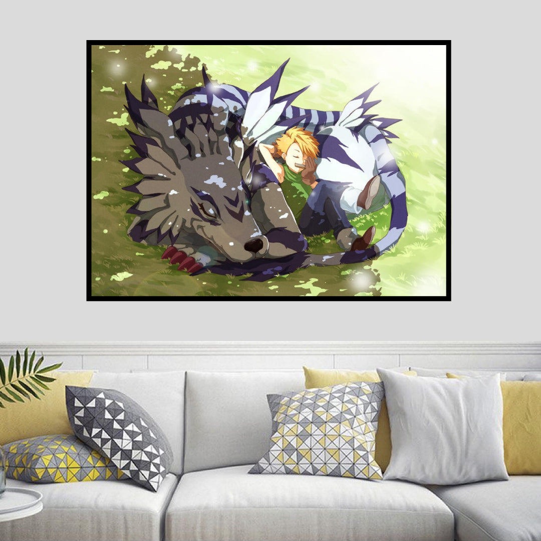napping-weregarurumon-and-matt-diamond-painting-art-kit