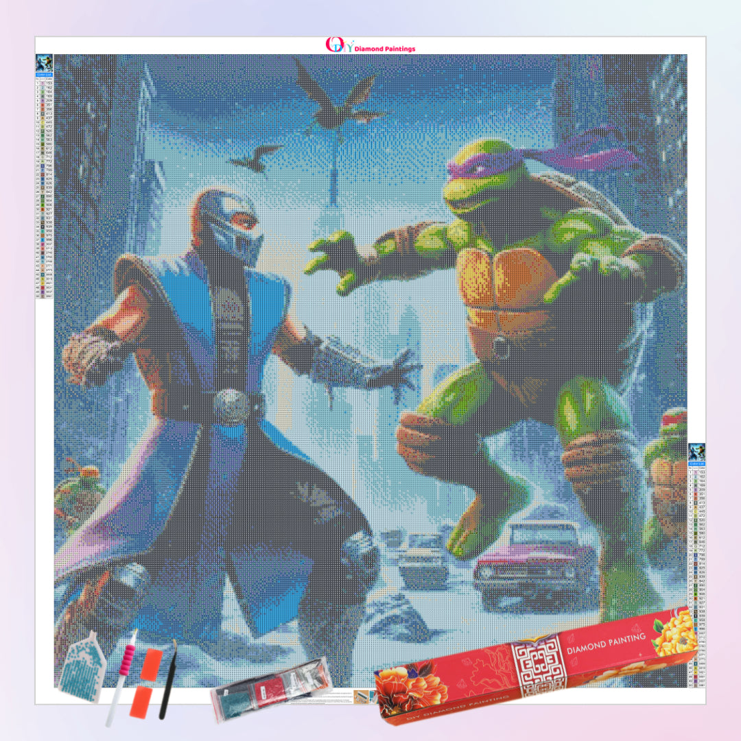 ninja-turtles-fight-with-shredder-diamond-painting-art-kit