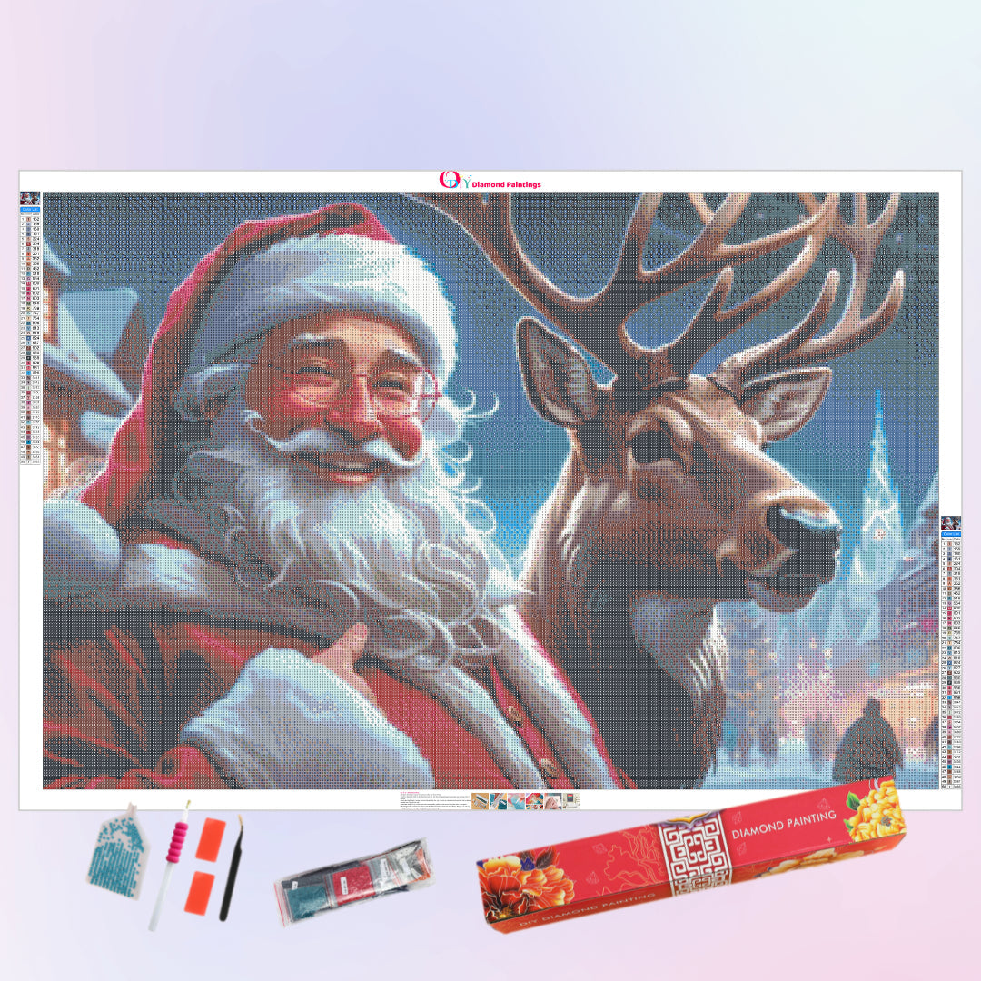 santa-happy-time-with-reindeer-diamond-painting-art-kit