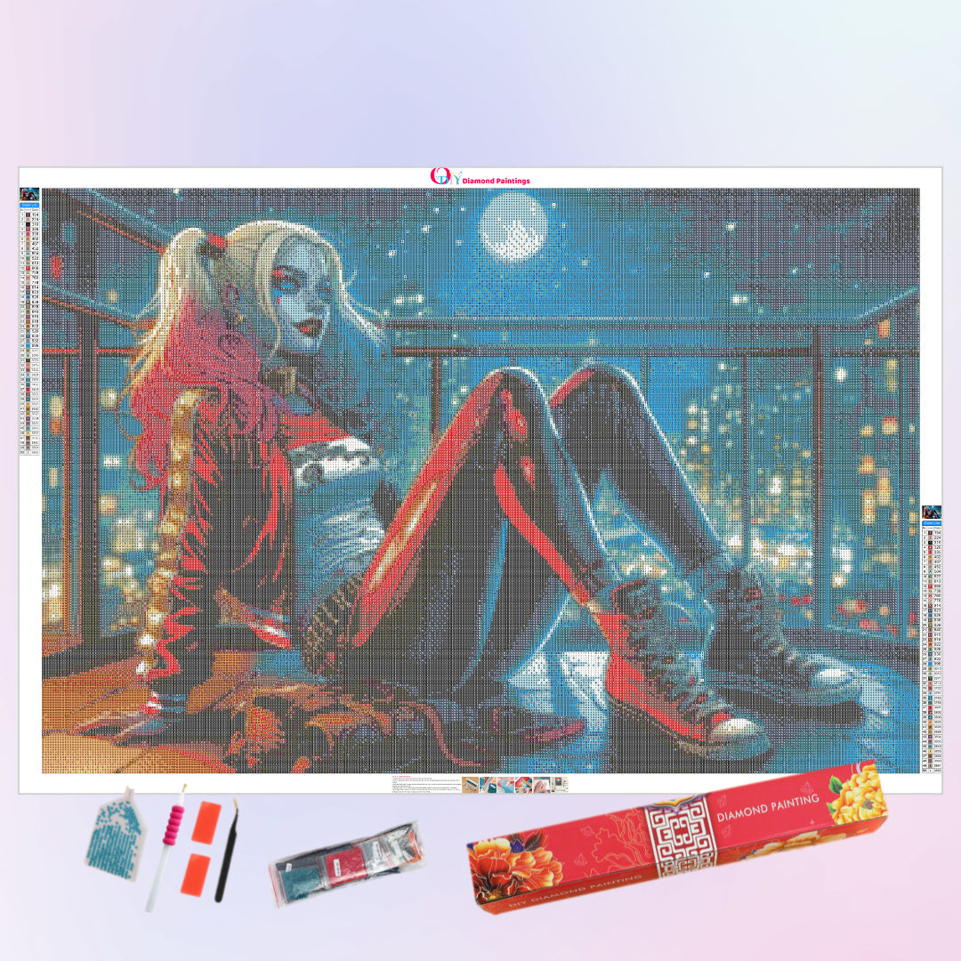 sit-on-the-balcony-harley-quinn-diamond-painting-art-kit