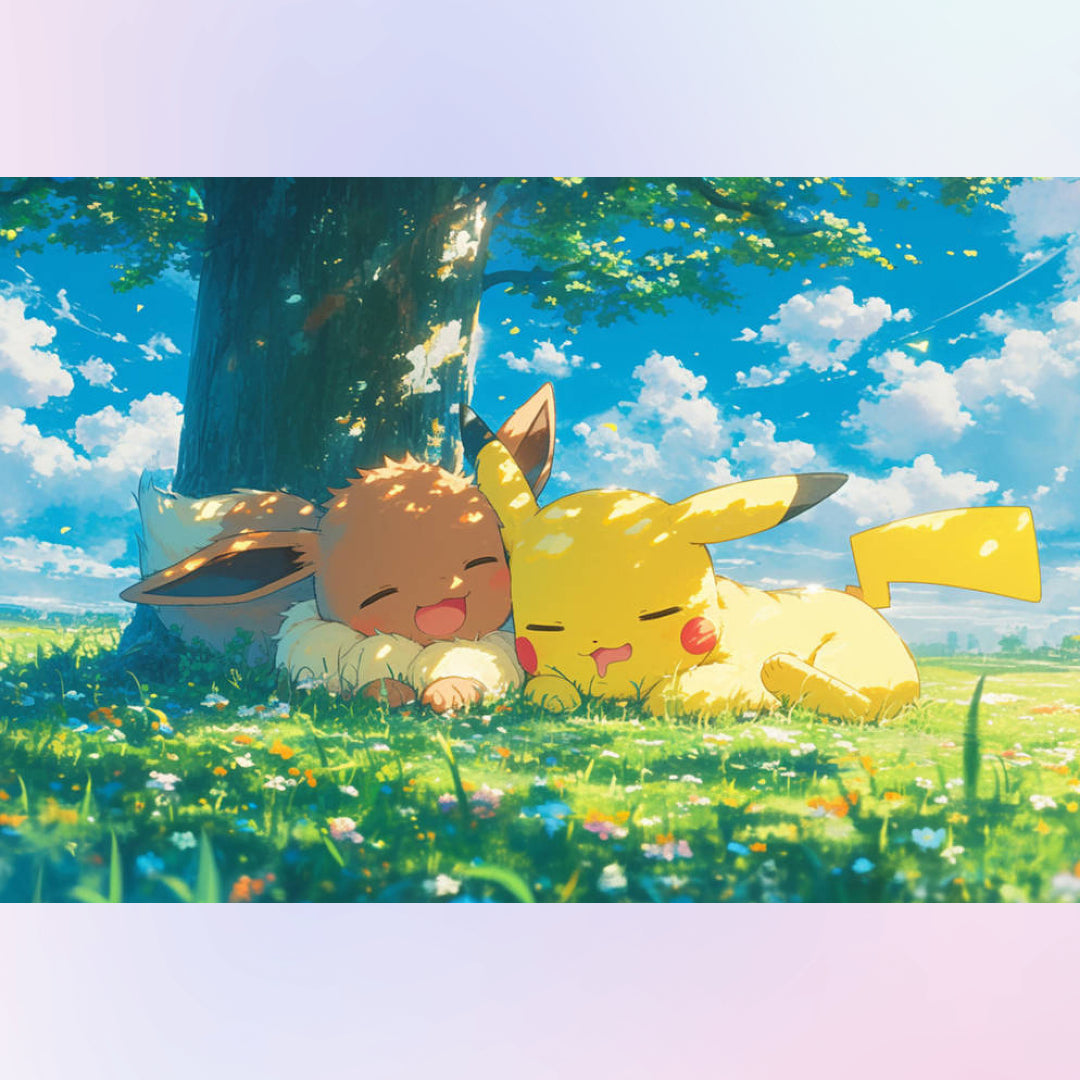 sleepy-pikachu-and-eevee-diamond-painting-art-kit