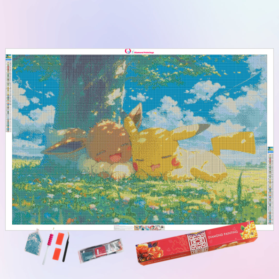 sleepy-pikachu-and-eevee-diamond-painting-art-kit