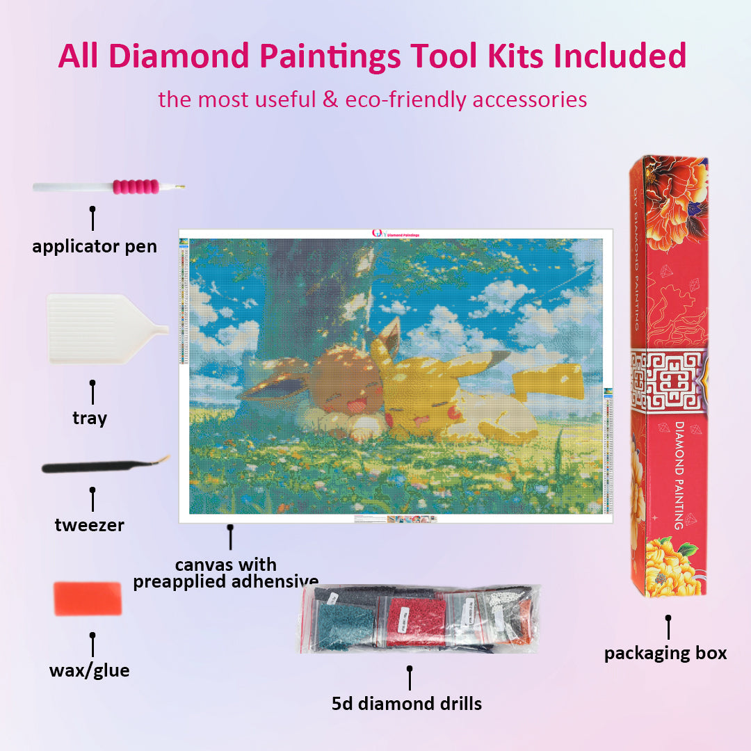 sleepy-pikachu-and-eevee-diamond-painting-art-kit