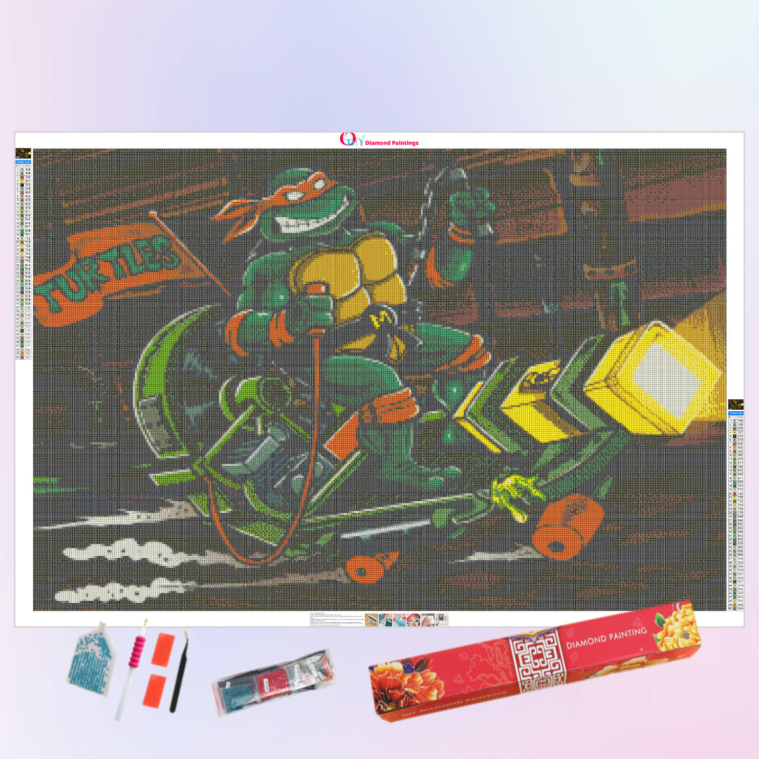 tmnt-sewer skater-mikey-diamond-painting-art-kit