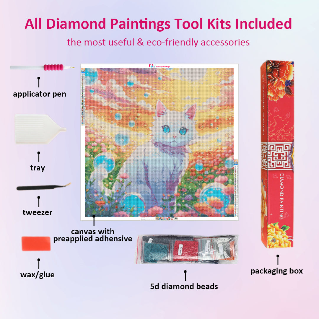 white-cat-in-a-bubble-field-diamond-painting-art-kit