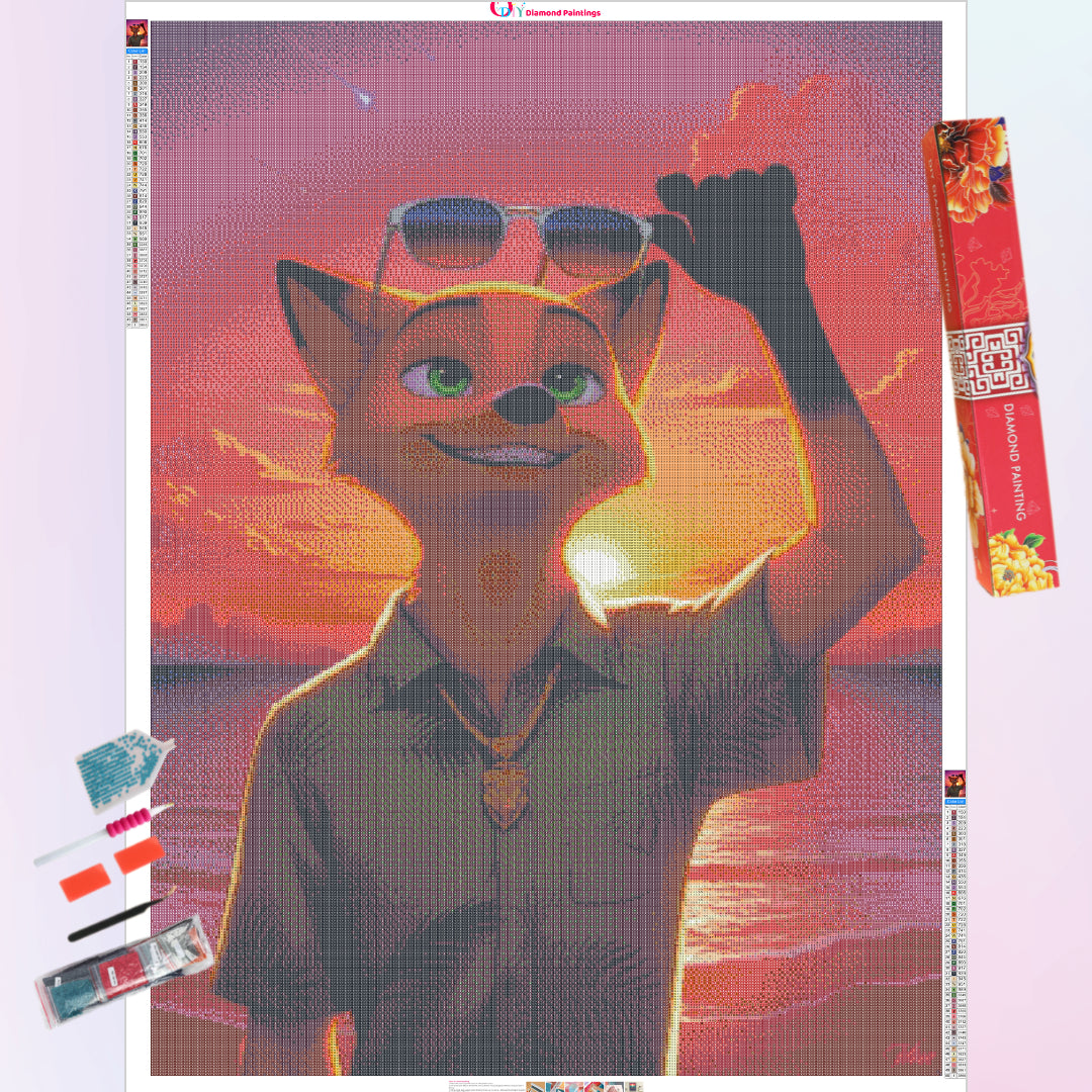 zootopia-nick-at-sunset-diamond-painting-art-kit