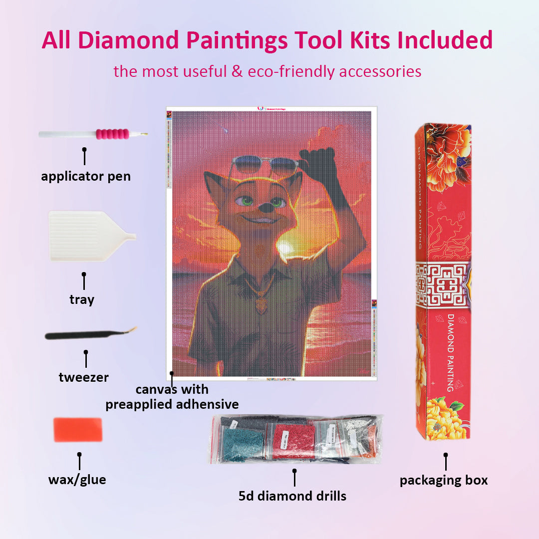 zootopia-nick-at-sunset-diamond-painting-art-kit