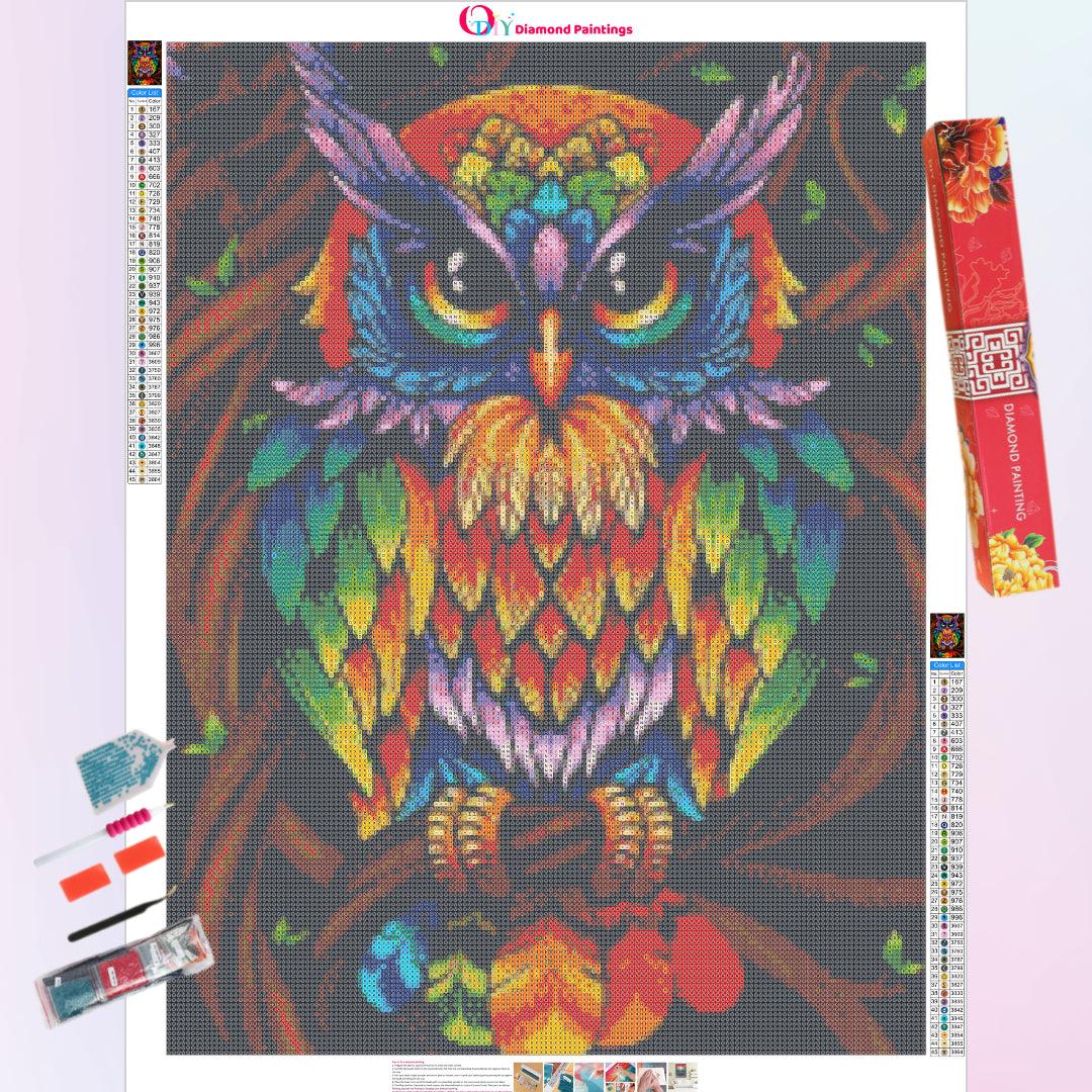 Owl in Rainbow Color Diamond Painting