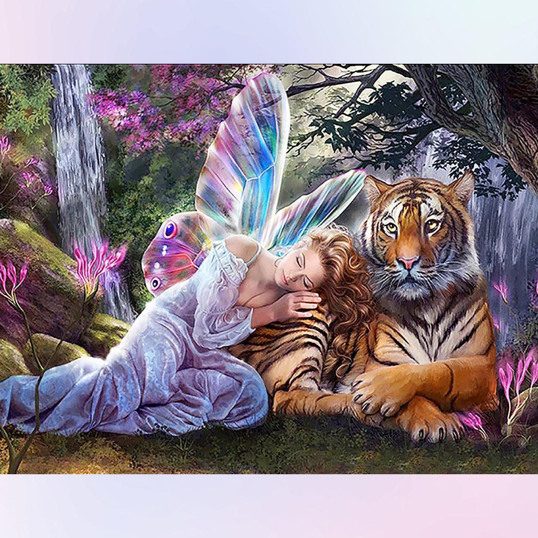 The Fairy Rests on the Tiger Diamond Painting