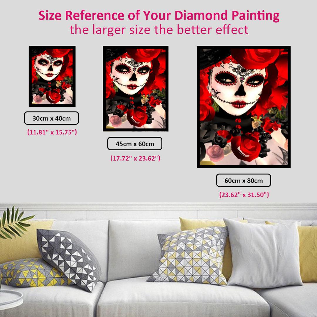 Nice Skull with Red Rose Diamond Painting