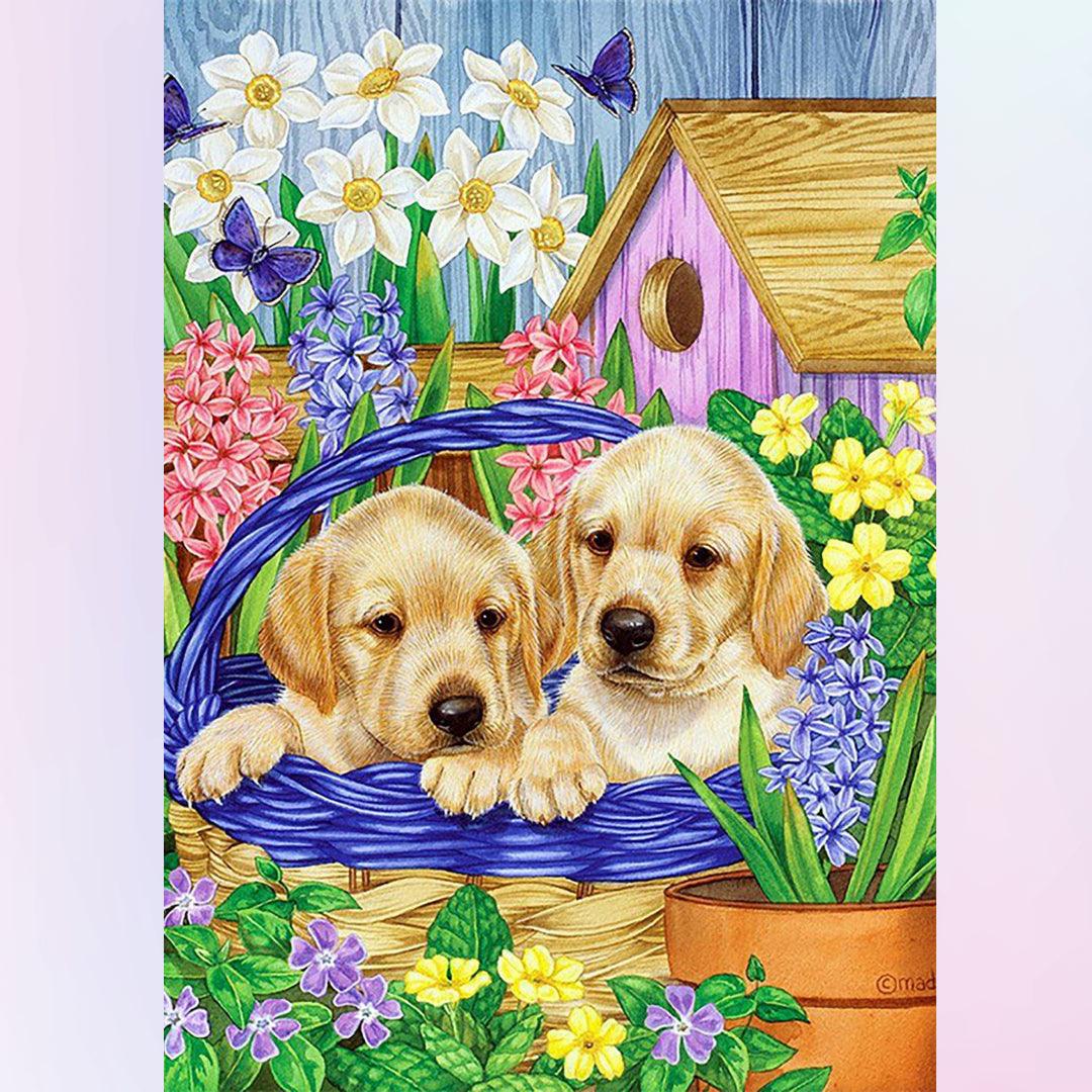 Dog in the Basket Diamond Painting