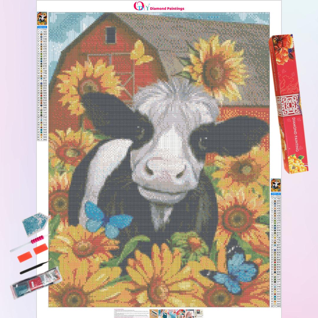 Cow in the Sunflowers Diamond Painting