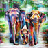 Elephants in the Rainbow Forest Diamond Painting