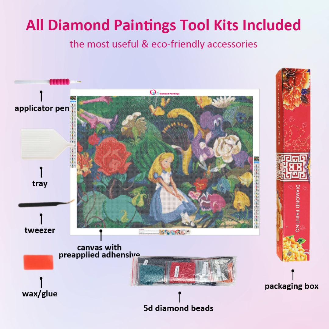 Alice In Wonderland Flowers - 5D Diamond Painting