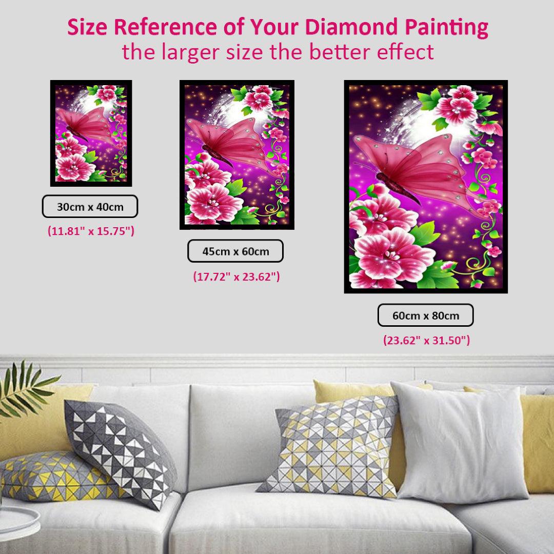 Flowers & Red Butterfly Diamond Painting