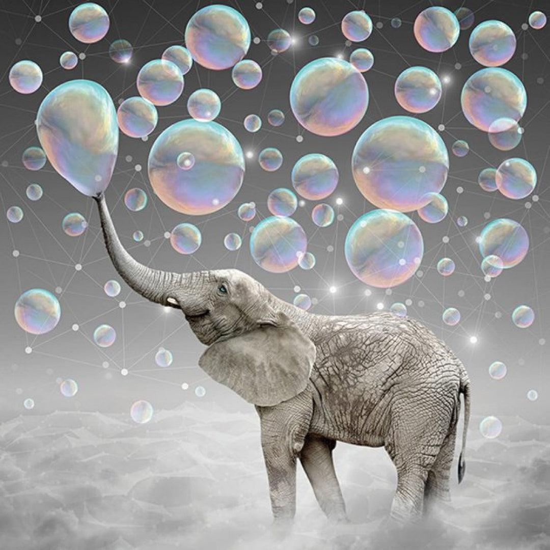 Calf Elephant Blowing Bubbles Diamond Painting