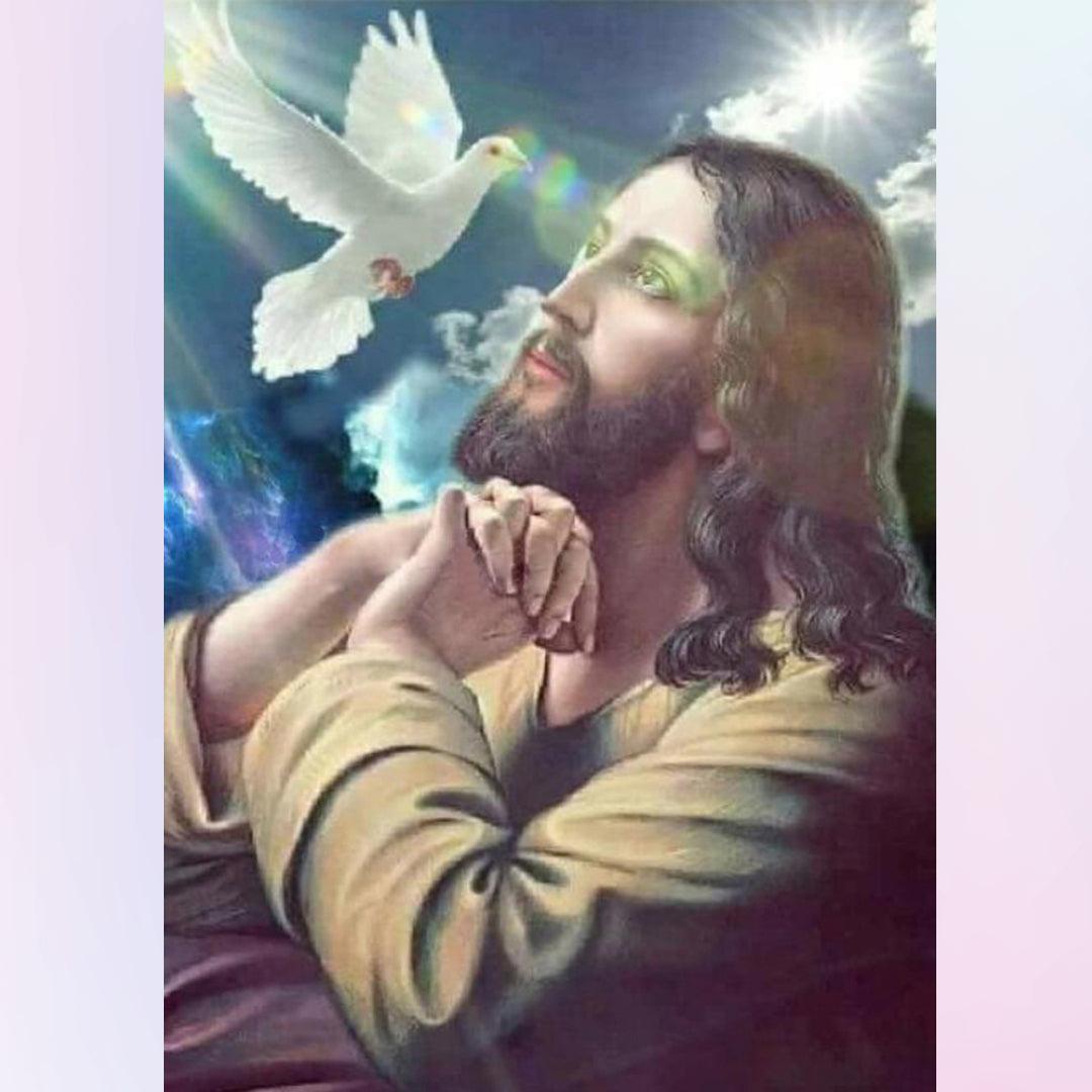 Jesus Spiritual Communication with Peace Bird Diamond Painting