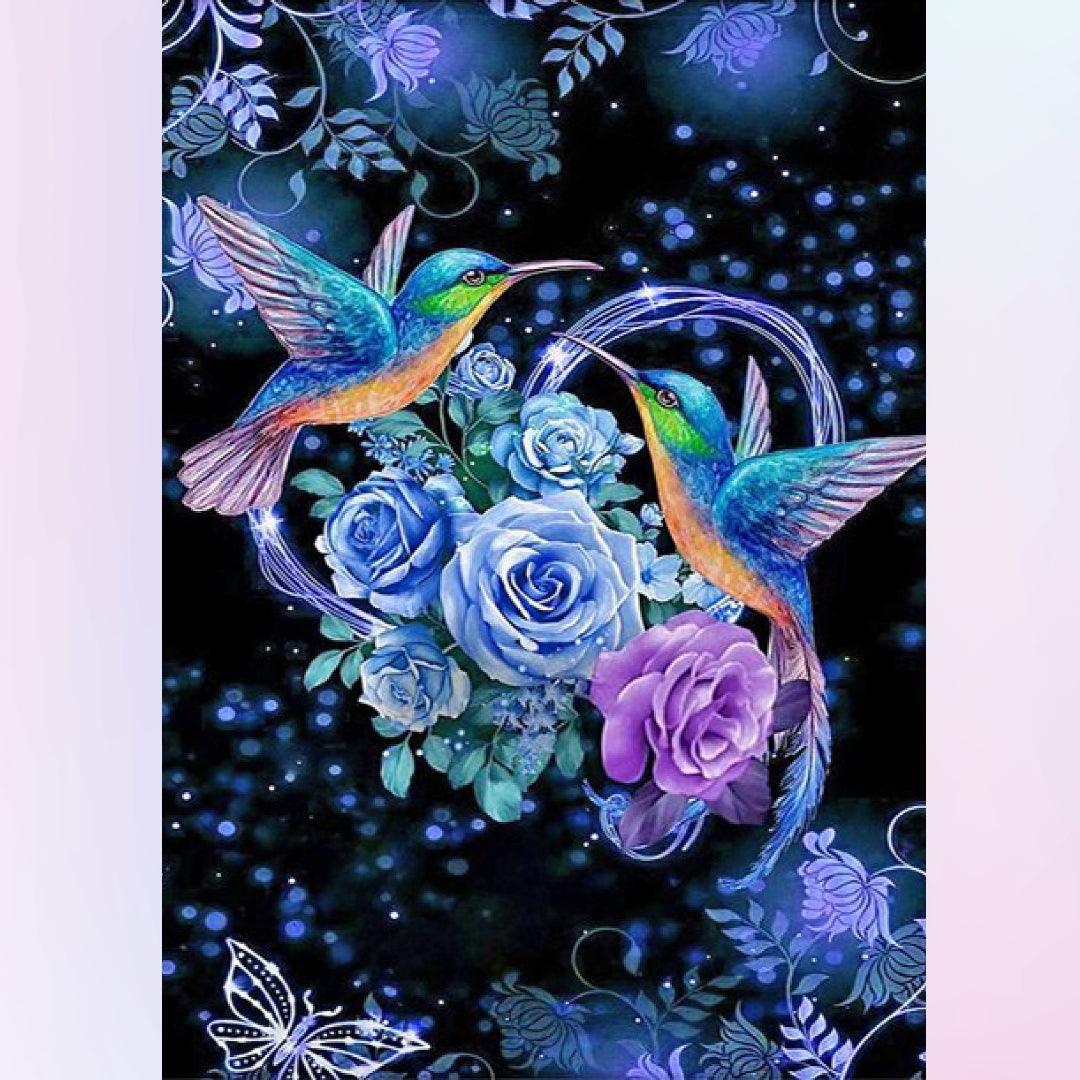 Hummingbirds with Rose Diamond Painting