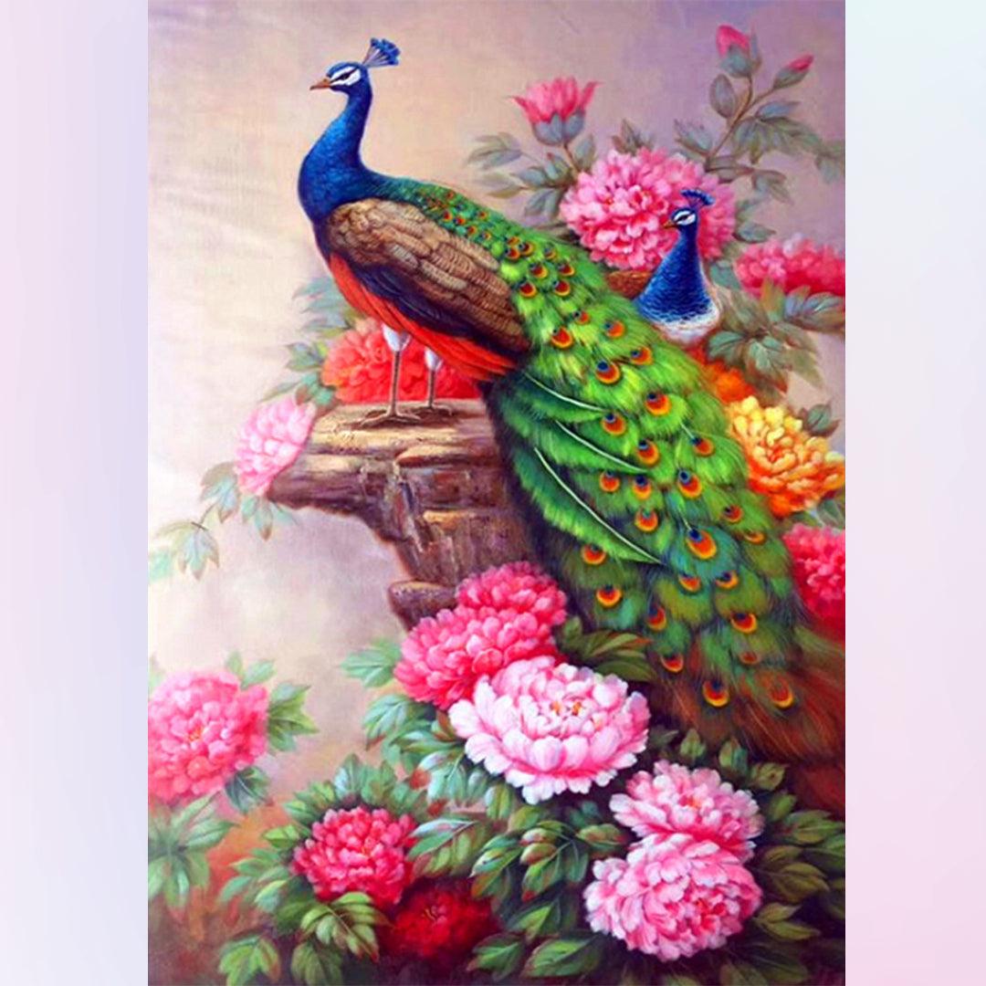 Peacock in Flowers Diamond Painting