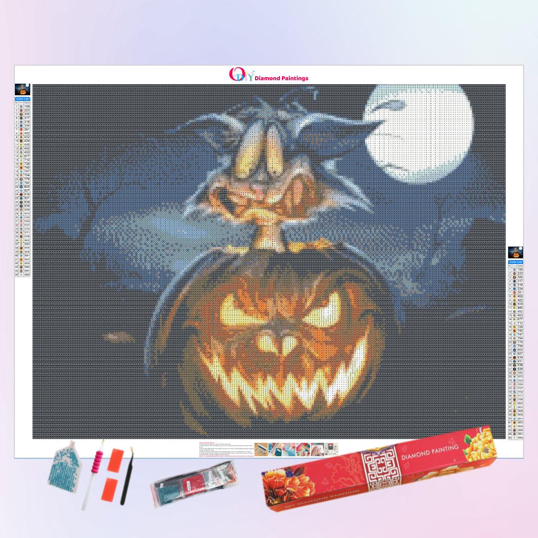 Vicious Pumpkin and Frightened Cat Diamond Painting