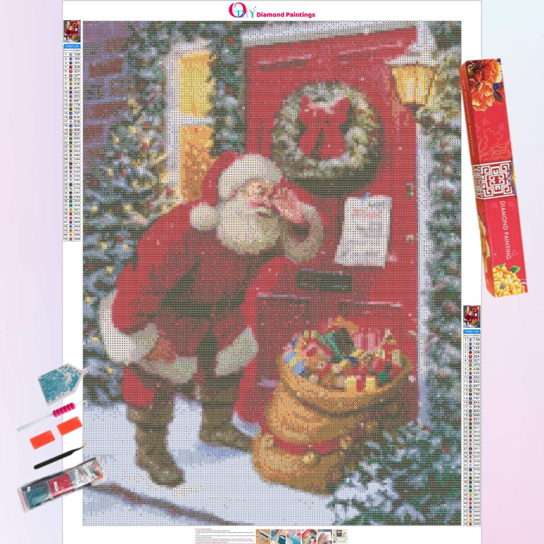 Santa Claus in Front of the Door Diamond Painting