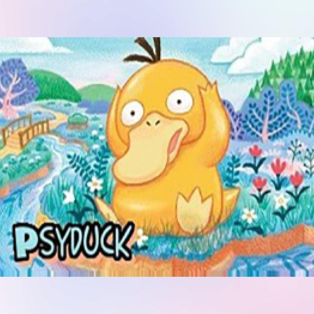 Psyduck Sitting in the Flowers Diamond Painting