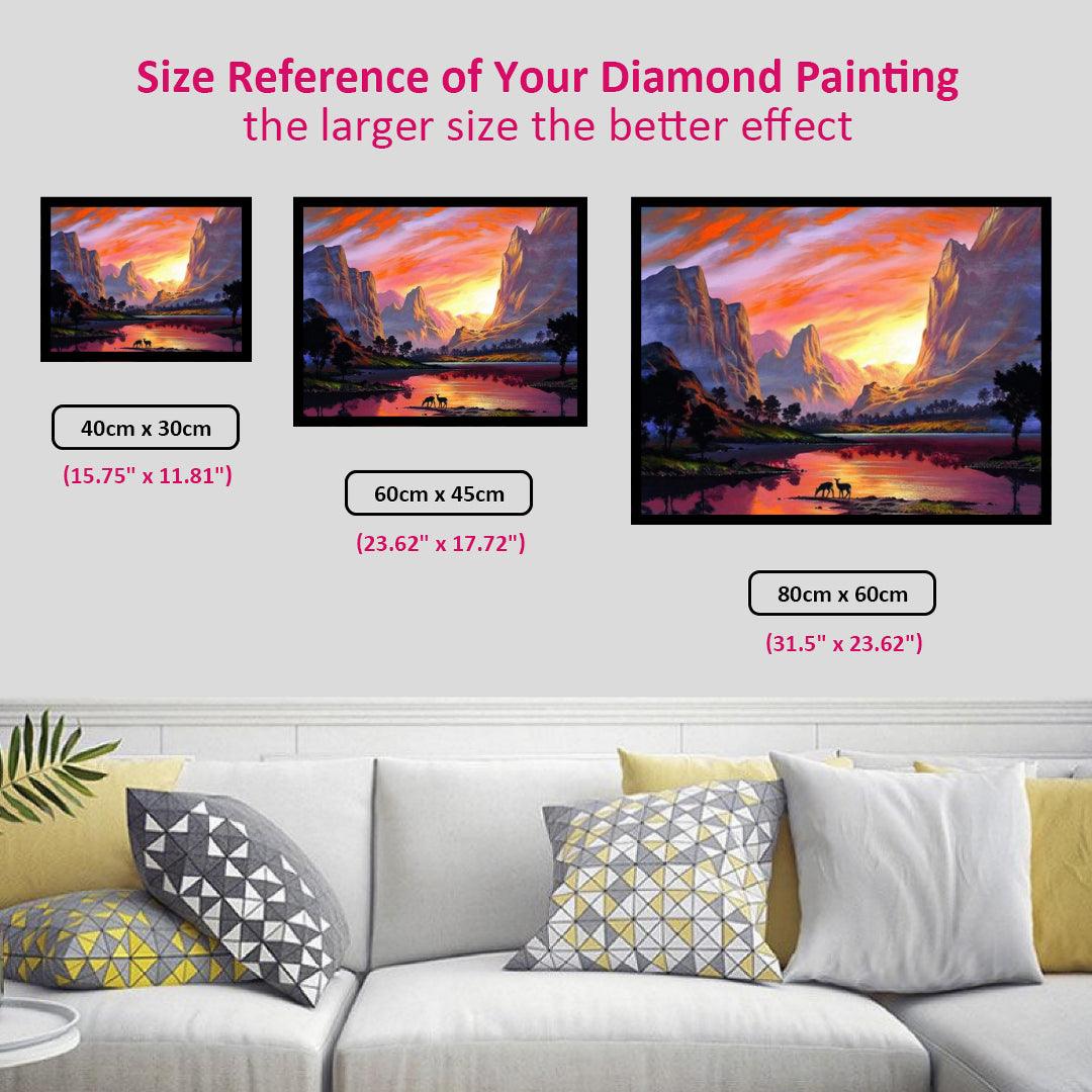 Beautiful Sunset Over Mountains and Rivers Diamond Painting