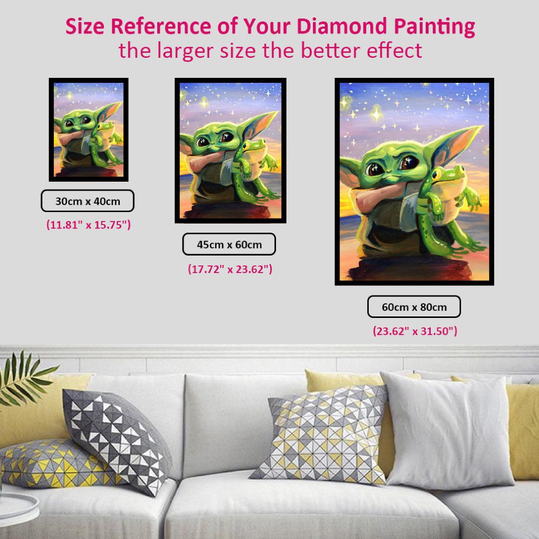 Baby Yoda Catching Frog Diamond Painting