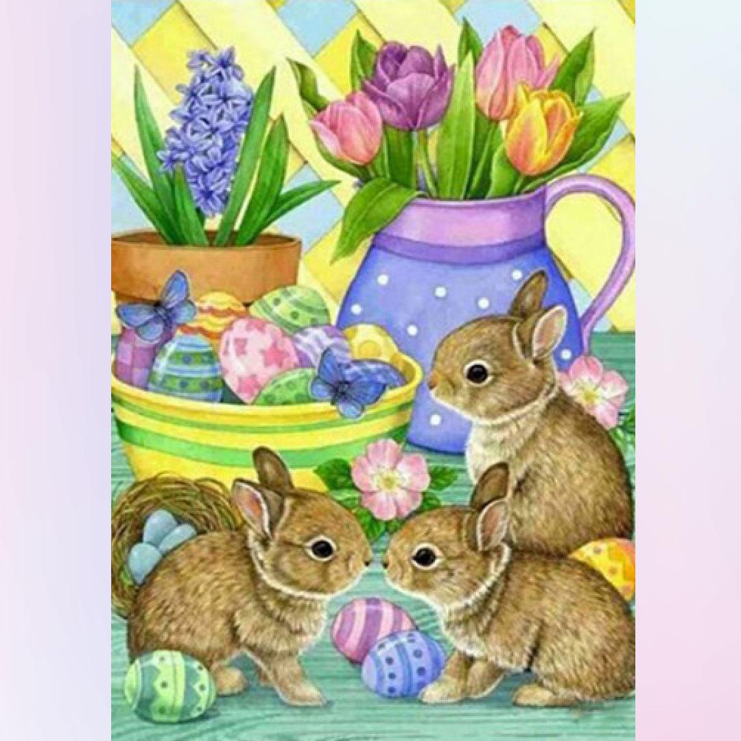 Will the Rabbit Kiss the Easter Egg or Rabbit? Diamond Painting