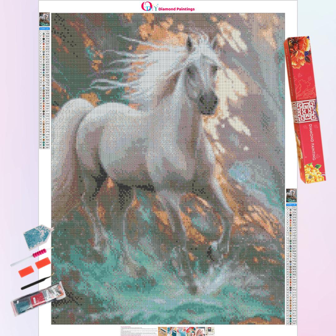 The Galloping White Horse Diamond Painting